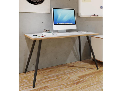 Bureau Homzora Table d'ordinateur Table de bureau Scandinave Rétro Look Salia 138x50 cm Noir / Blanc