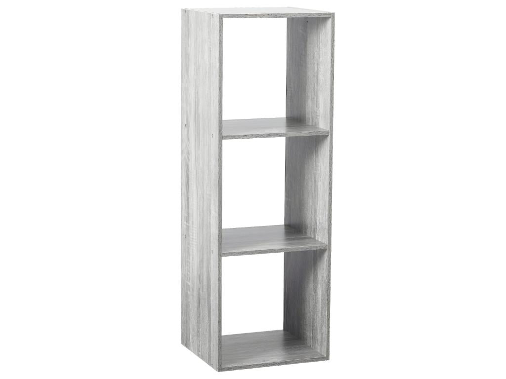 Meuble Étagère 3 cases de rangement effet chêne gris H 100.5 cm