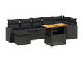 Salon de jardin 8 pcs avec coussins noir résine tressée