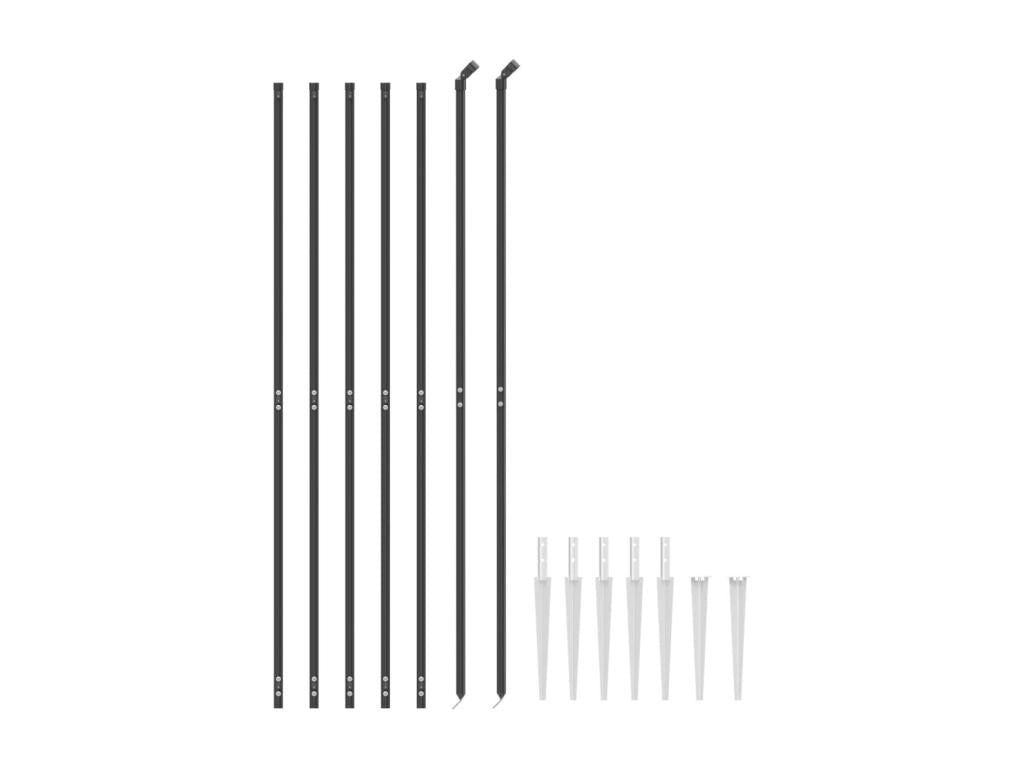 Clôture en treillis métallique et ancrage anthracite 2.2x10 m