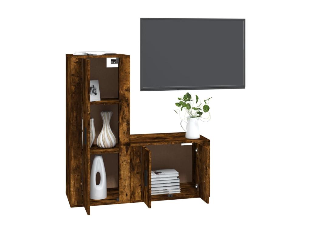 Ensemble de meubles TV 2 pièces Chêne fumé Bois d'ingénierie