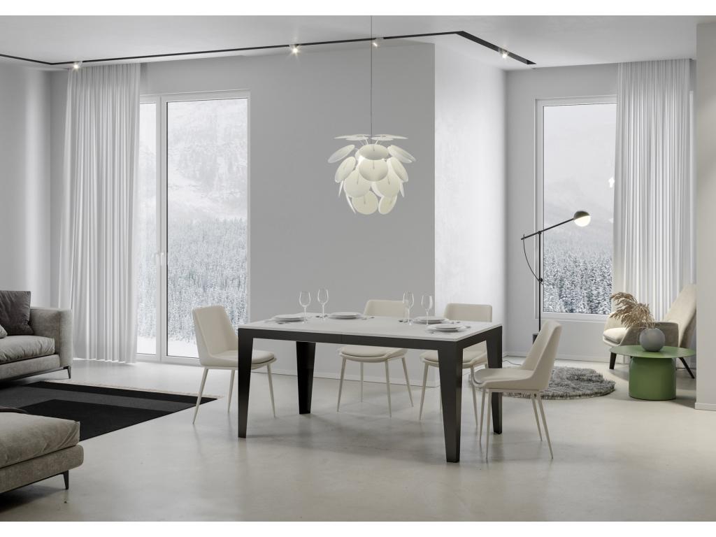 Table extensible 90x120/224 cm Flame Evolution Frêne Blanc cadre Anthracite