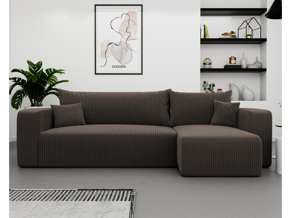 Canapé d'angle Homzora Convertible en tissu Marron