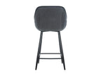 Lot de 2 Tabouret de bar - Tissu / Métal noir mat - Gris foncé - Homzora