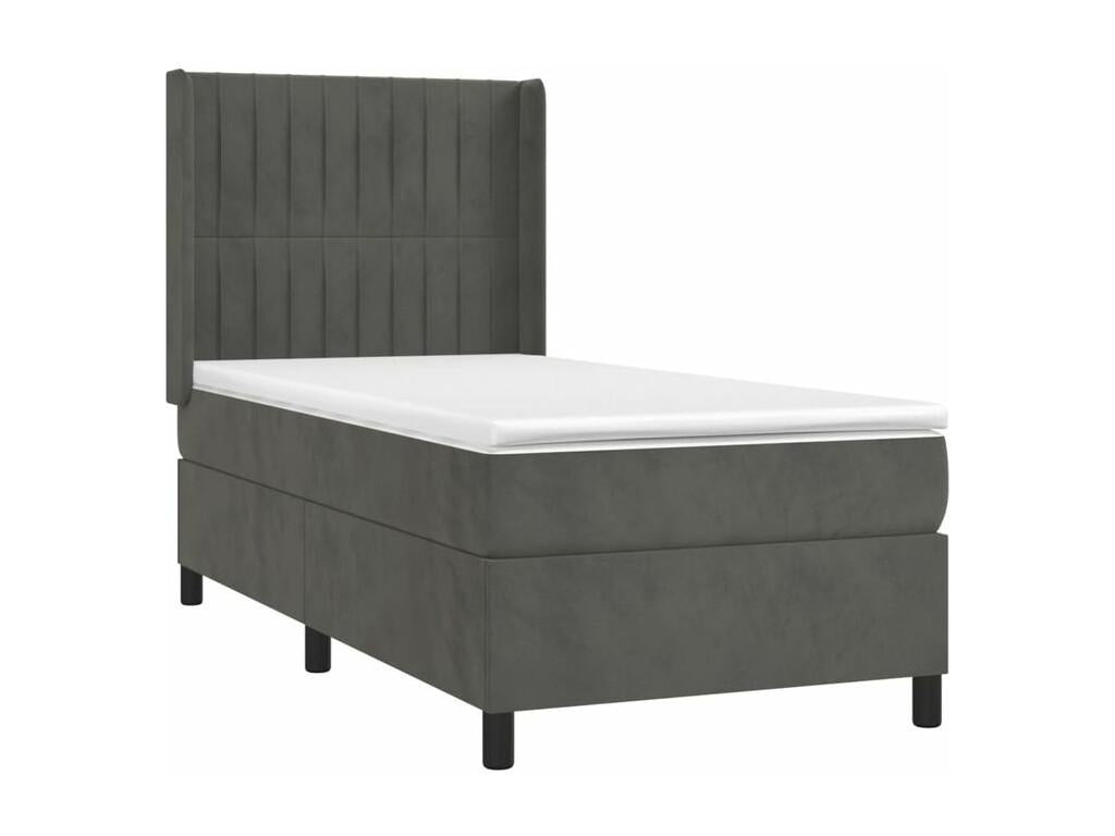 Sommier à Homzora de lit et matelas Gris foncé 90x200 Velours