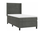Sommier à Homzora de lit et matelas Gris foncé 90x200 Velours