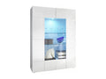 Doucezen - Vitrine 2 Portes Finition Blanc Laqué Doucezen Damiers et Leds