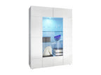Doucezen - Vitrine 2 Portes Finition Blanc Laqué Doucezen Damiers et Leds