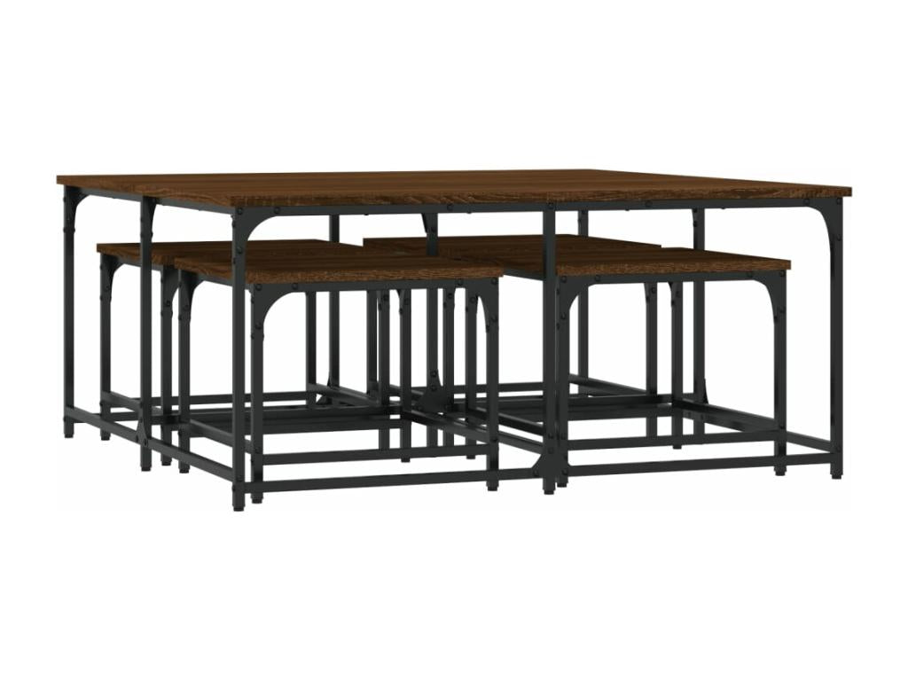 Tables basses gigognes 5 pièces chêne marron bois d'ingénierie