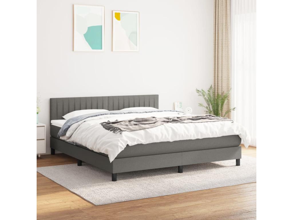 Lit à sommier tapissier avec matelas Gris foncé 180x200cm Tissu