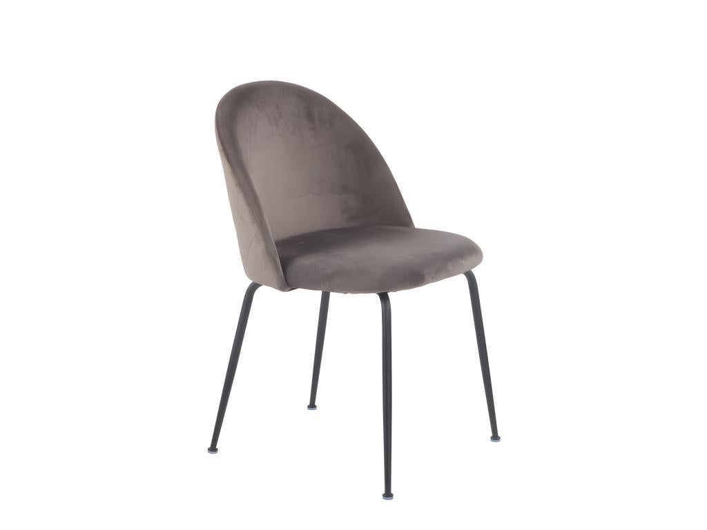 Lot 4 Chaises marron en velours et pieds métal noir - Homzora