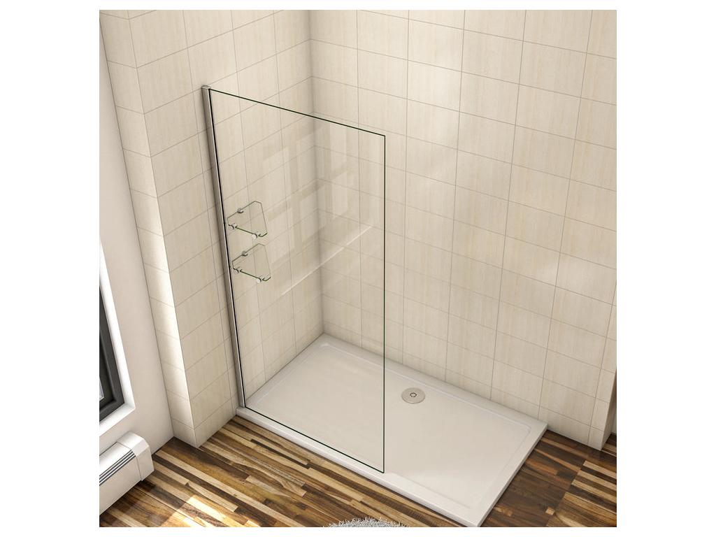 Paroi de douche à l'italienne 80x190cm en 8mm verre anticalcaire avec 2 étagères en verre securit
