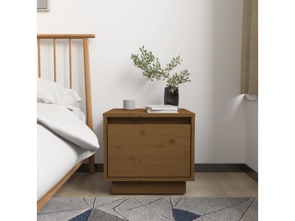 Tables de chevet 2pcs Marron miel 35x34x32 Bois de pin solide