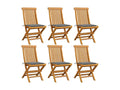 Chaises de jardin et coussins gris lot de 6 Bois de teck massif