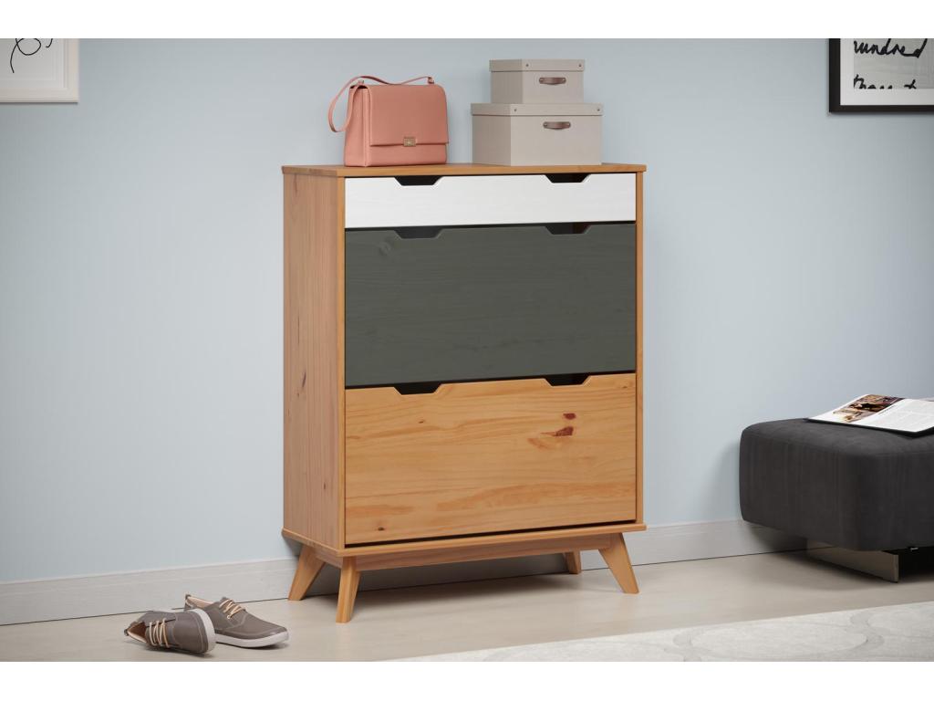 Doucezen meuble à chaussures 2 claquement de porte 1 tiroir miel blanc gris.