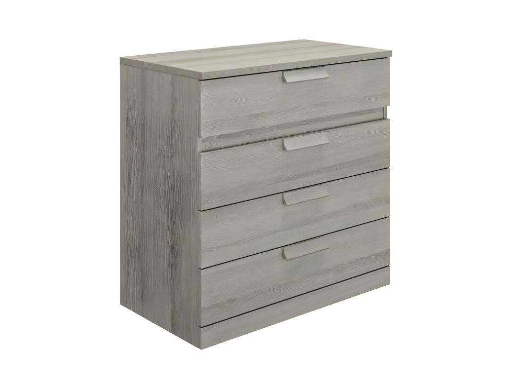 Commode 4 tiroirs Chêne Gris clair - Homzora