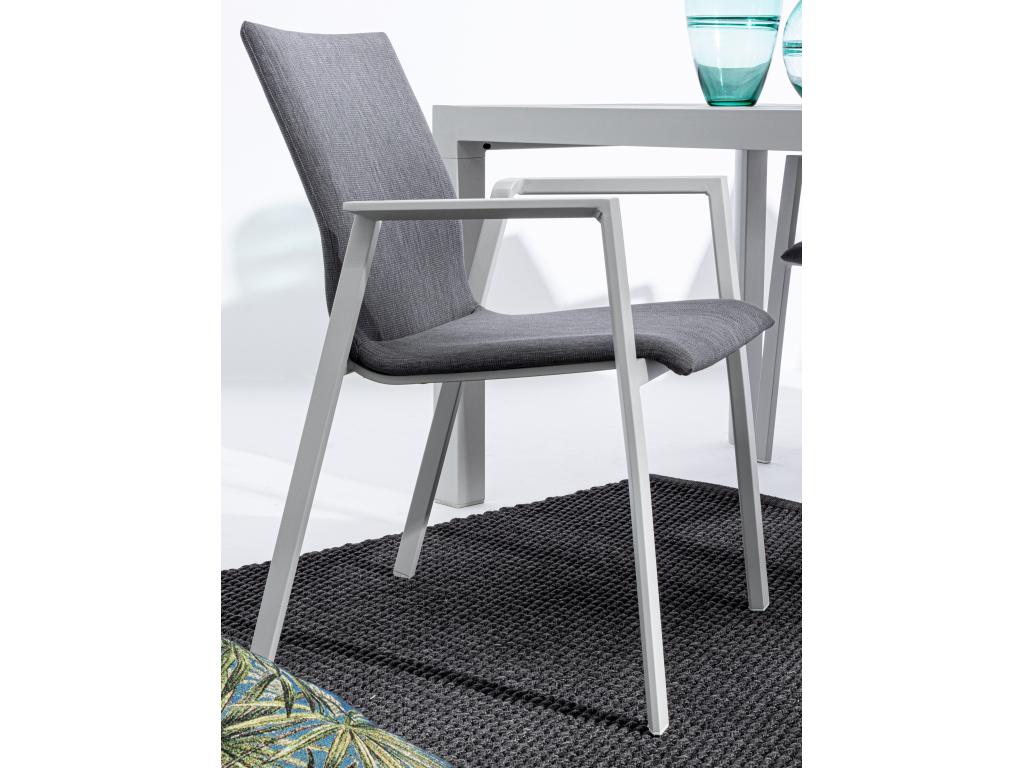 Fauteuil de jardin en aluminium blanc et gris Doucezen - Lot de 4