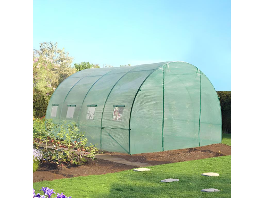 Serre tunnel de jardin 12M² verte Doucezenîchère 4x3m 4 saisons Doucezen