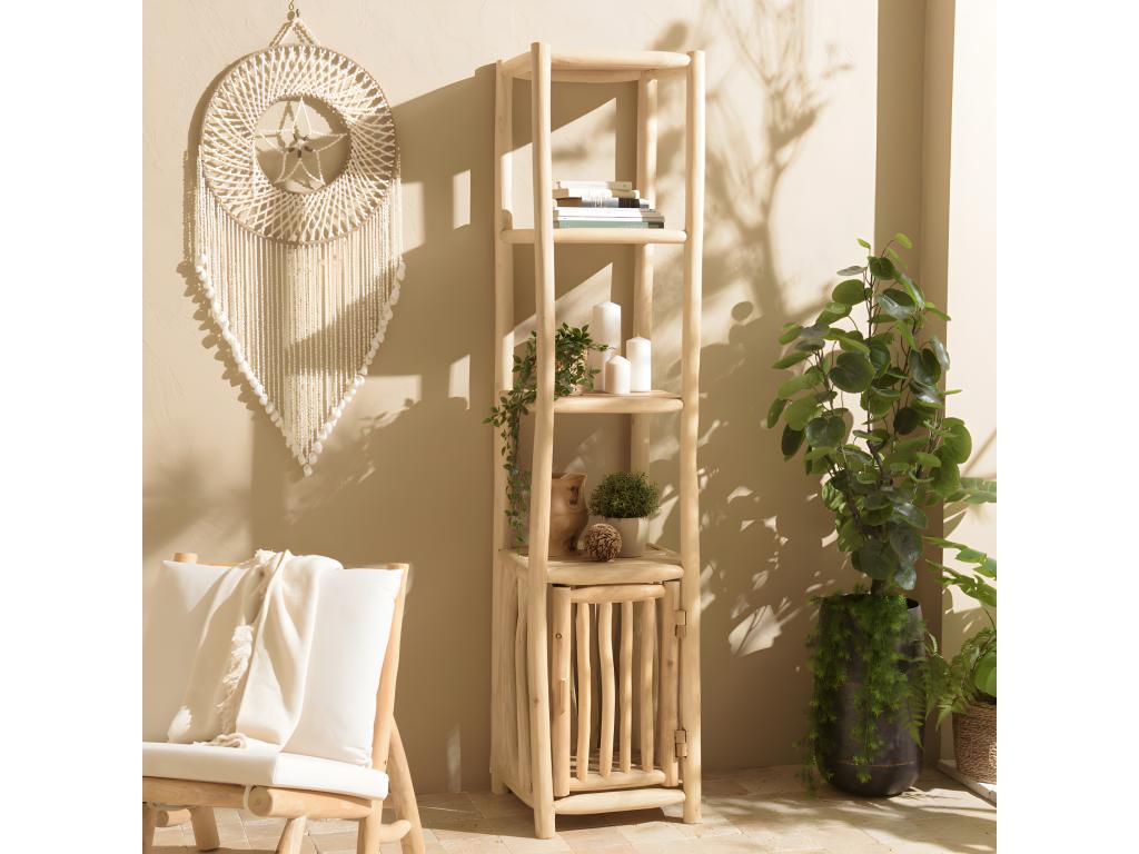 Doucezen - Étagère 2 niveaux 1 porte en Doucezen de teck naturel