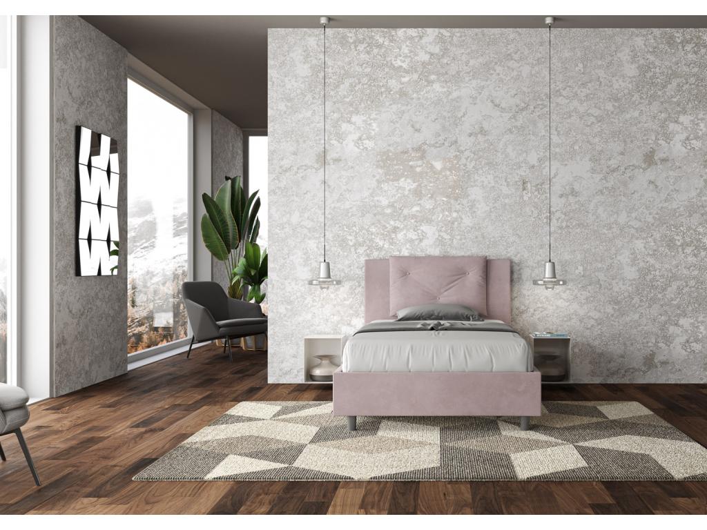 Lit 1 place et demi avec sommier rembourré 120x200 microfibre Homzora