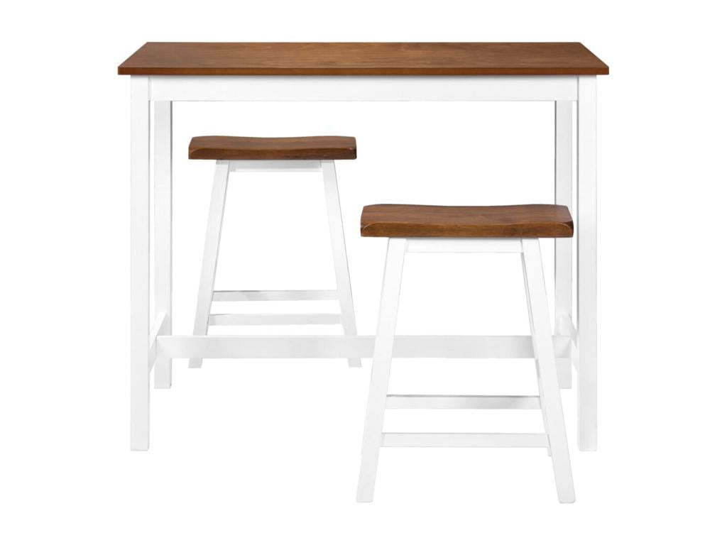 Table de bar et tabouret 3 pcs Bois massif