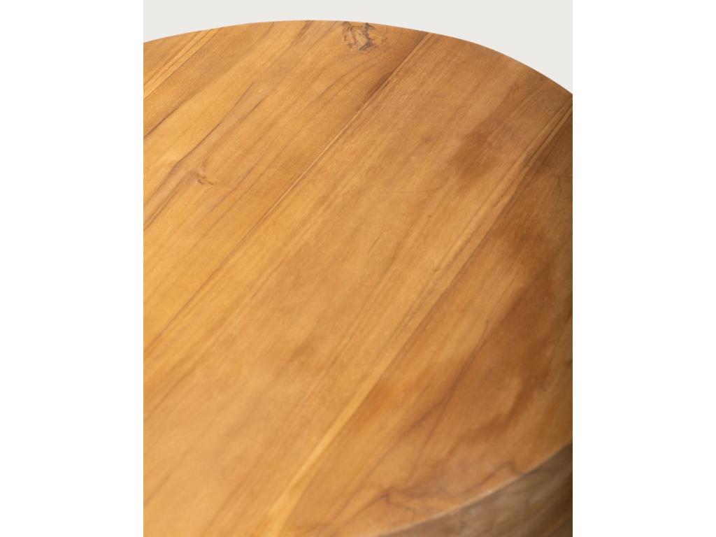 Homzora - Table basse ronde en bois de teck massif