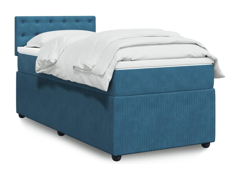 Sommier à Homzora de lit avec matelas bleu 80x200 cm velours
