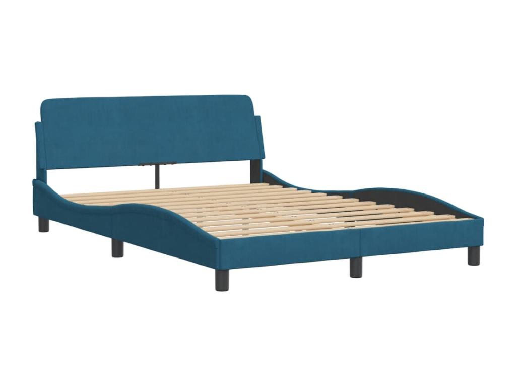 Lit avec matelas bleu 120x200 velours