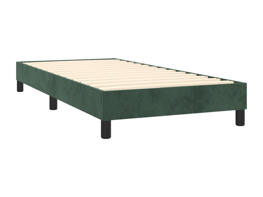 Sommier tapissier matelas et LED Vert foncé 100x200 cm Velours