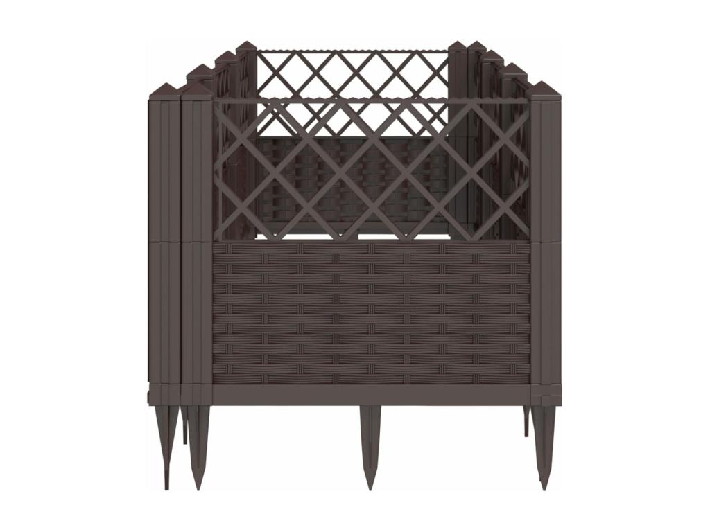 Jardinière avec piquets marron 123.5x43.5x43.5 cm PP