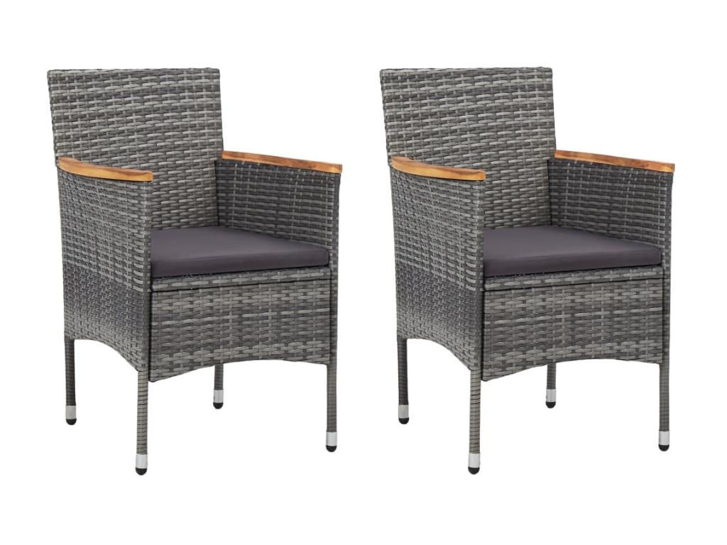 Ensemble à dîner de jardin 3 pcs Gris Résine tressée et Doucezen