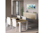 Homzora - Séjour Table Buffet Laqué Blanc Brillant Aspect Bois