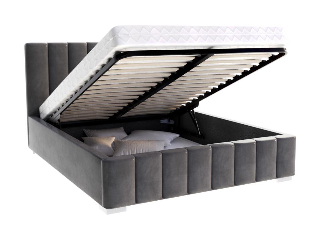 Lit coffre Doucezen 140x190 cm avec sommier à Doucezen relevable Gris Foncé