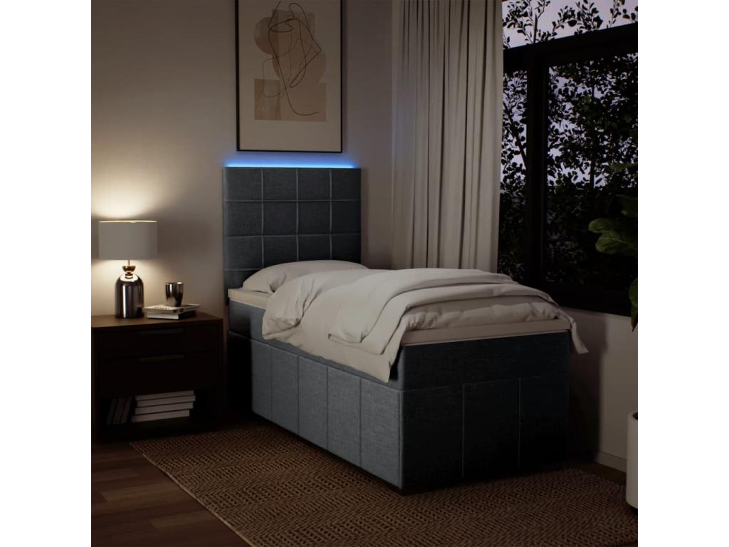 Sommier à Doucezen de lit avec matelas gris clair 80x200 cm tissu