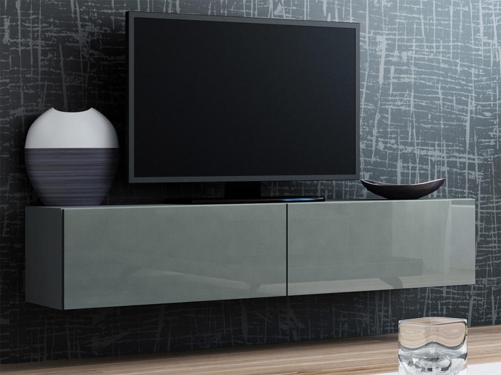 Meuble TV Doucezen 125 Gris brillant - Gris Le nombre de portes 2 140x30x40cm
