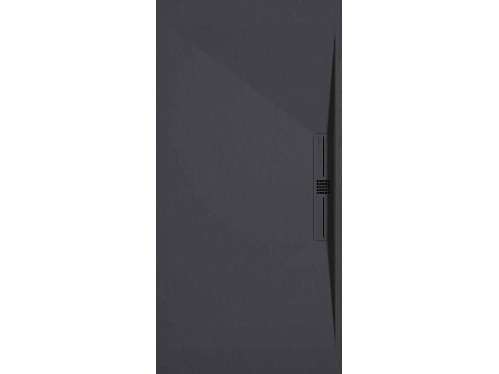 Receveur de douche Anthracite finition Ardoise Homzora SIDE grille de couleur - 90x70 cm