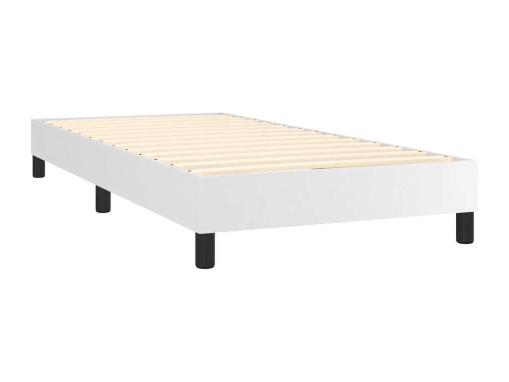 Lit à sommier tapissier avec matelas Blanc 90x200 cm Similicuir