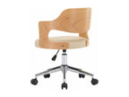 Chaise pivotante de bureau Crème Bois courbé et similicuir 2