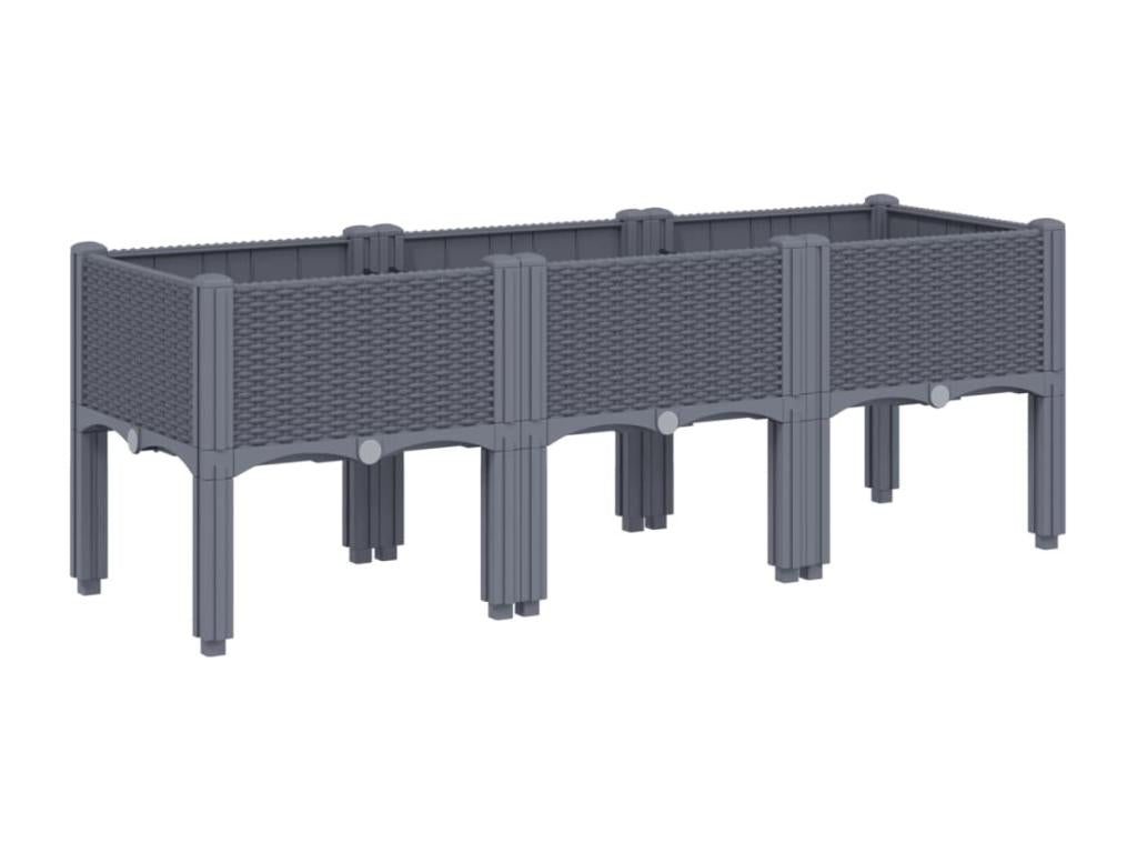 Jardinière avec pieds gris 120x40x42 cm PP
