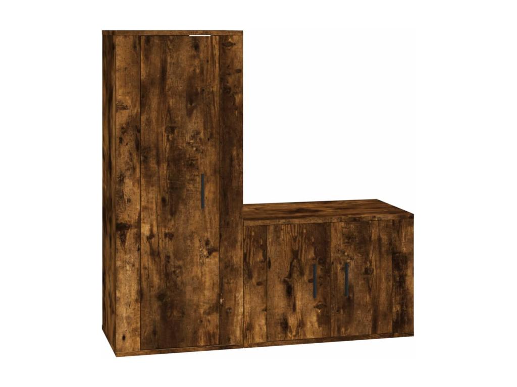 Ensemble de meubles TV 2 pièces Chêne fumé Bois d'ingénierie