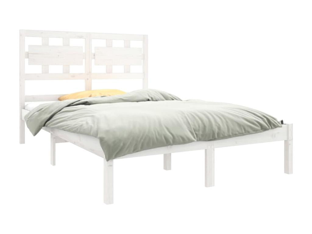 Cadre de lit sans matelas blanc 135x190 cm bois massif
