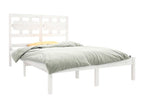 Cadre de lit sans matelas blanc 135x190 cm bois massif