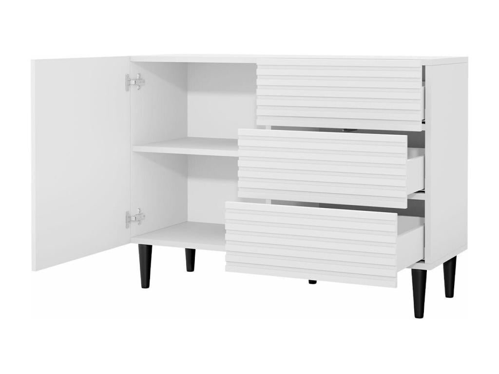 Commode Homzora Mavmono 100 Blanc Avec tiroirs et portes 76x104x40cm