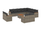 Salon de jardin avec coussins 13 pièces gris résine tressée