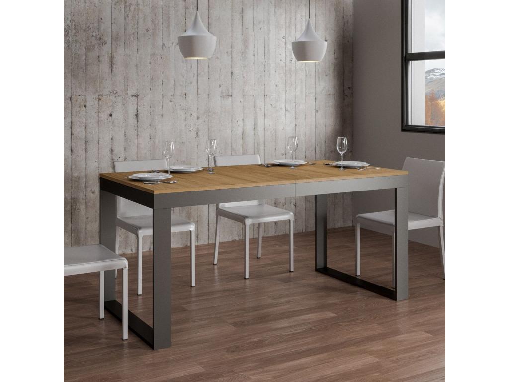 Table extensible 90x180/440 cm Tecno Evolution Chêne Nature cadre Anthracite