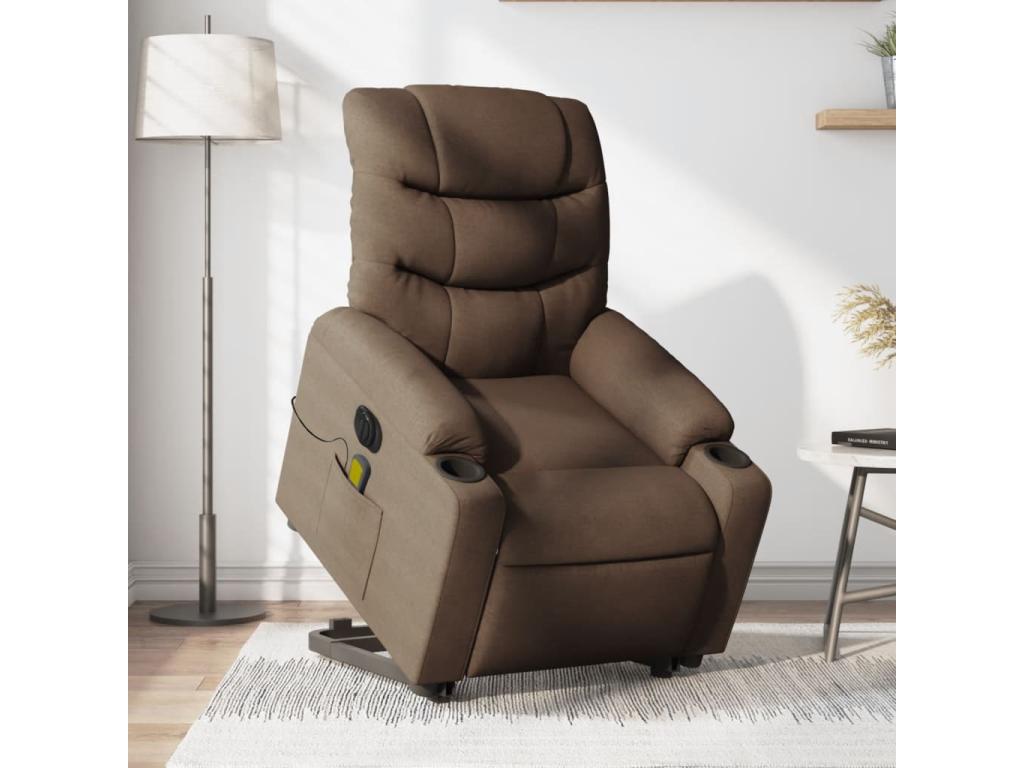 Fauteuil inclinable de massage électrique Marron Tissu