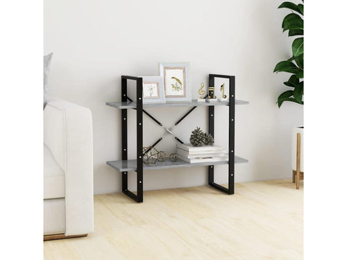 Bibliothèque à 2 niveaux Gris béton 80x30x70