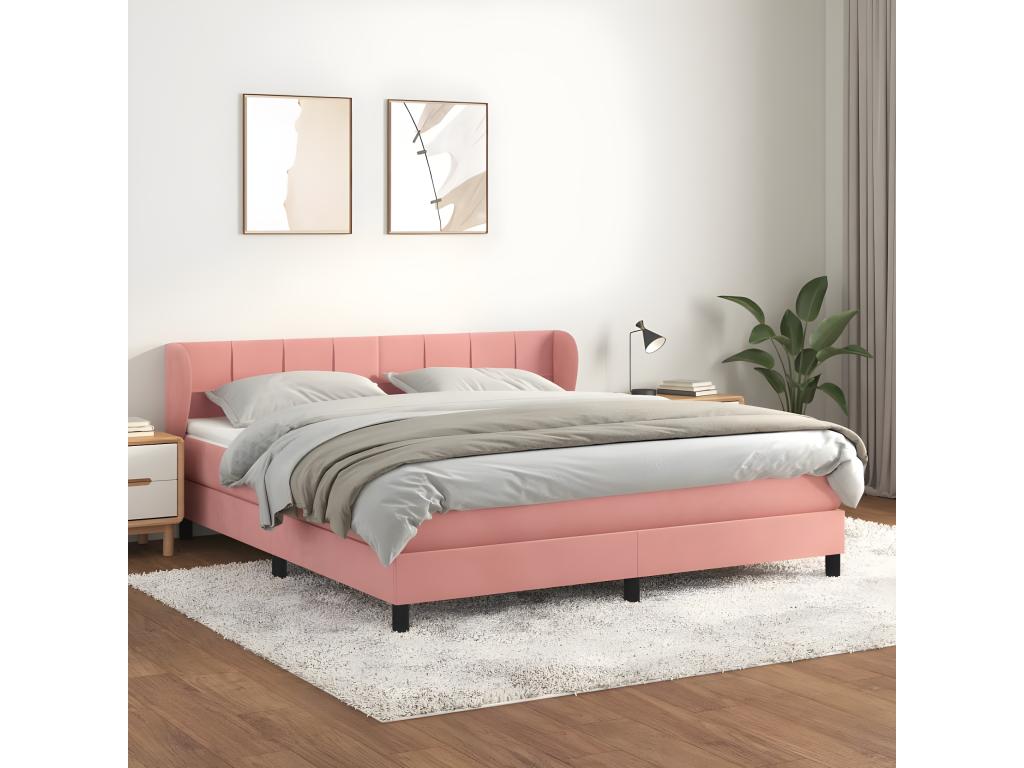 Lit à sommier tapissier avec matelas Rose 160x200 cm Velours