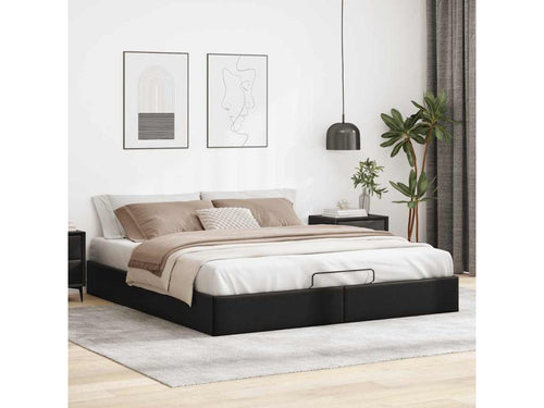 Cadre de lit ottoman sans matelas noir 160x200 cm similicuir