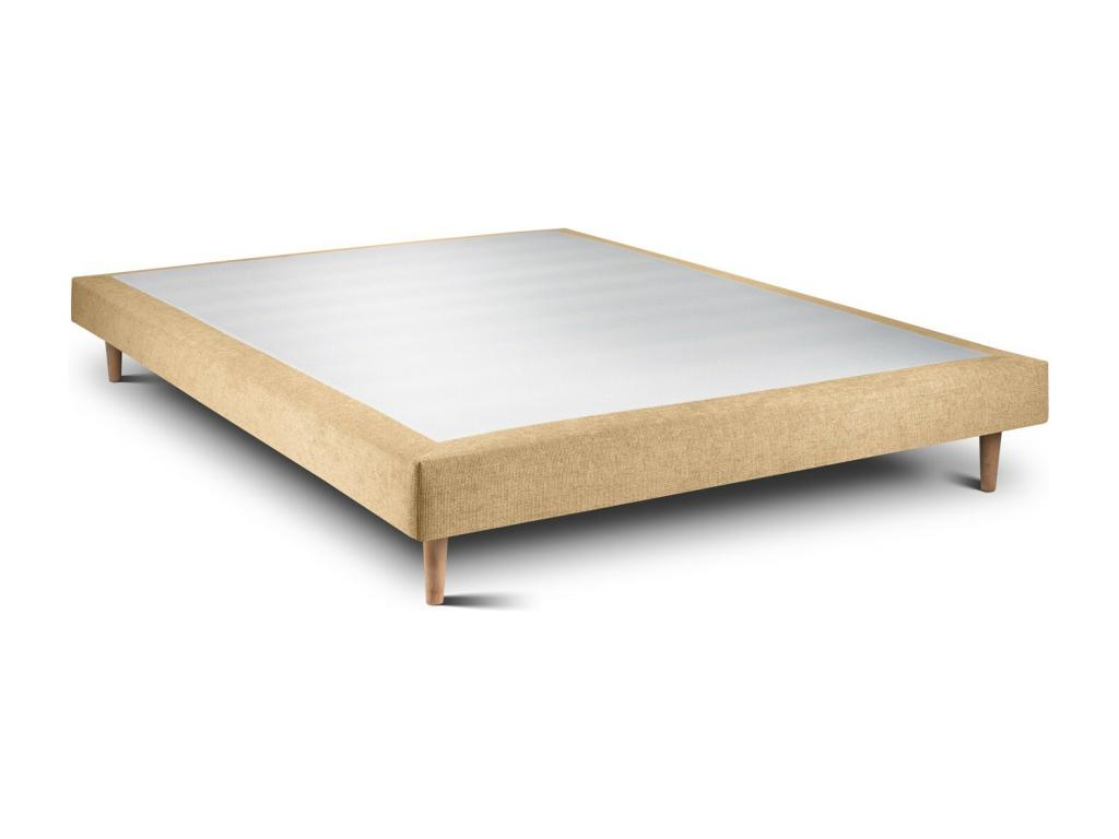 Sommier Tapissier Tissu Jaune 160x200 H29cm